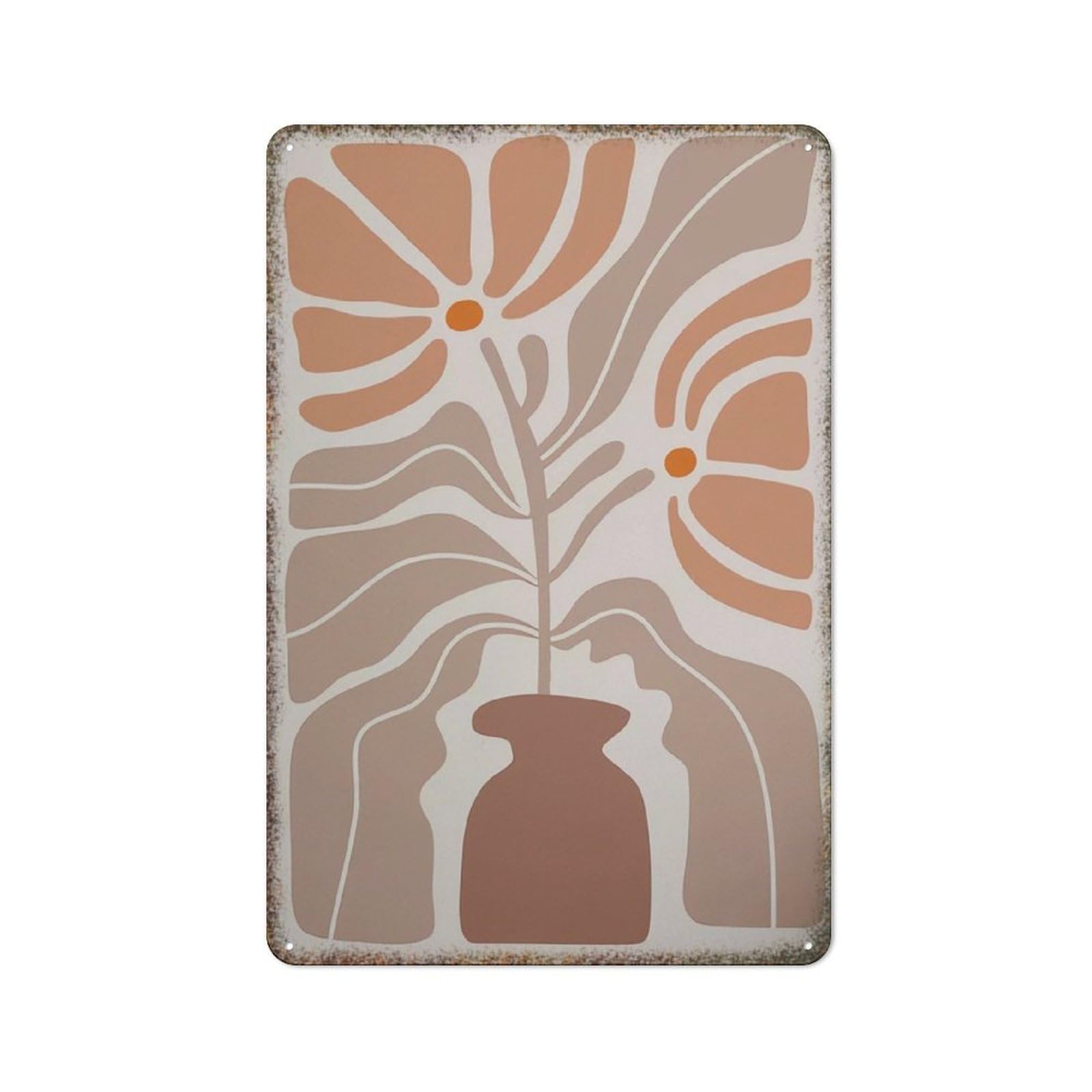 Abstract Botanical Retro Metal Wall Art Fashionable Simple Style Decor Sign for Farmhouse Home Kitchen Wall Decoration 8x12 Inch