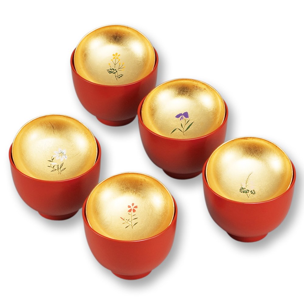 Amazon.co.jp: 加賀箔 小吸椀揃 五草花 5T-115 : ホーム＆キッチン