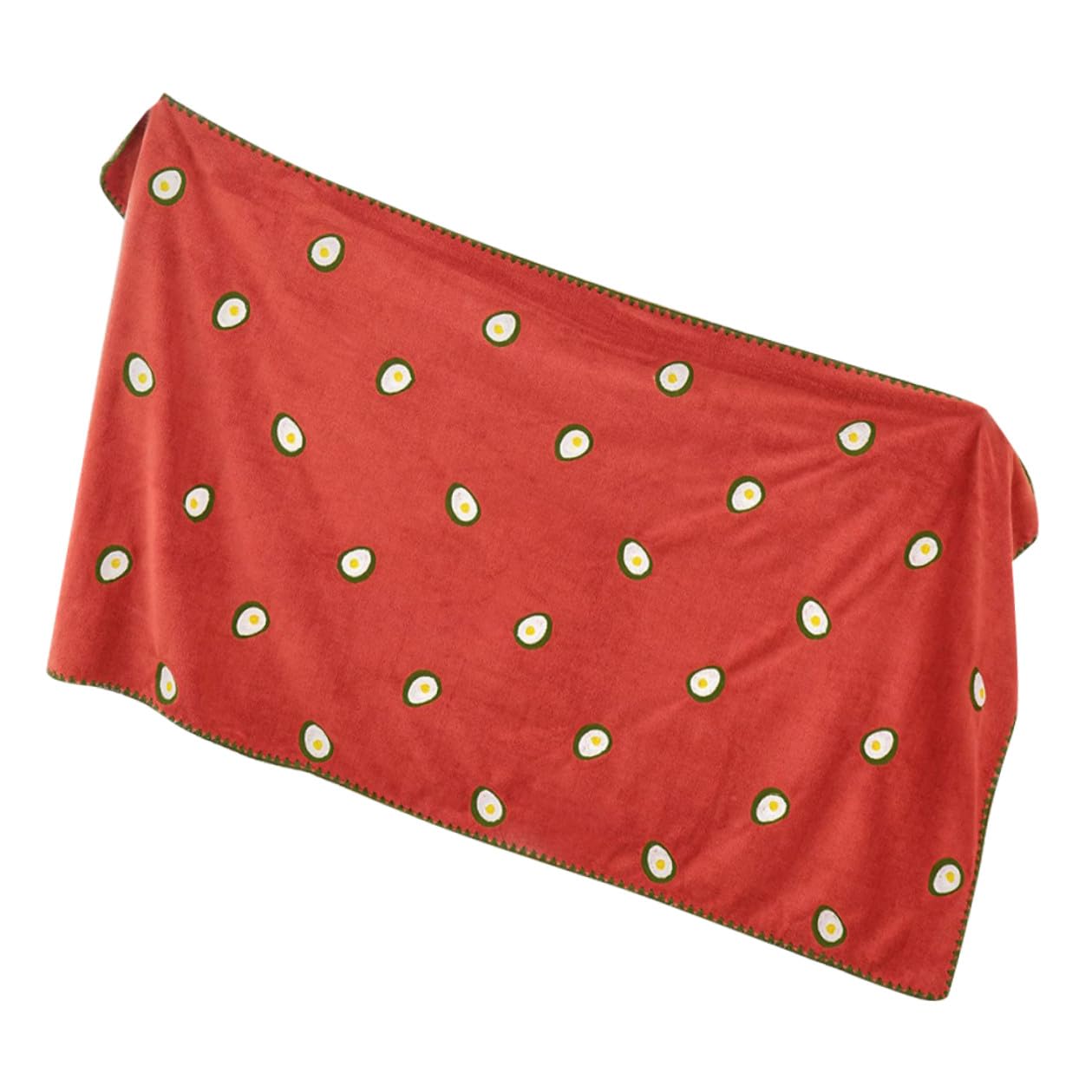 Serviette de bain doux absorbante microfibre rouge motif avocat