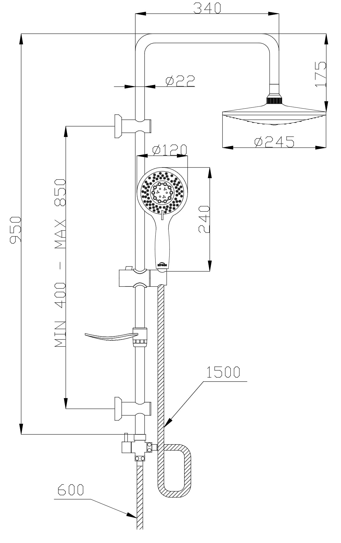 Exposed Shower Faucet System Rain Shower Head Combo 3Function Shower Fixture Set - View #2