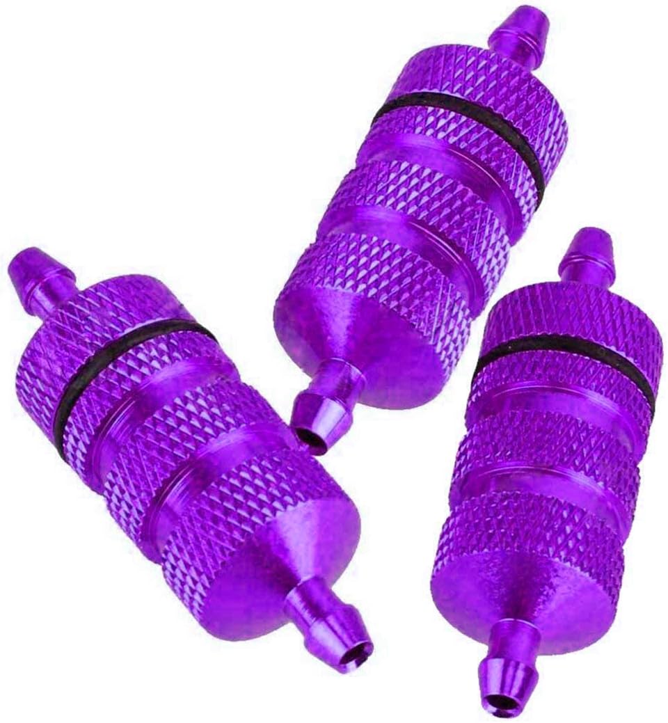 3Pcs RC Aluminium Nitro Fuel Filter for HSP Traxxas 1/8 1/10 RC Nitro Car Buggy Truck,Purple