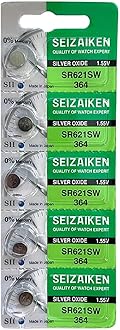 Seizaiken Wrist Watch Batteries SR621SW 364 1.55V Silver Oxide - Pack of 5