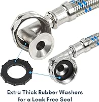 Vista 4 de Mangueras para lavadora (8 pies) – Codo doble de 90° para adaptarse a espacios reducidos – Conexiones OCTAGON para un ajuste fácil y seguro – Línea