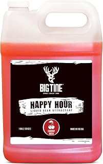 Big Tine Happy Hour, Liquid Deer Mineral Attractant, Cherry Rush Flavor, 1 Gallon Container, Powerful and Long Lasting, Concentrated Scent and Flavor