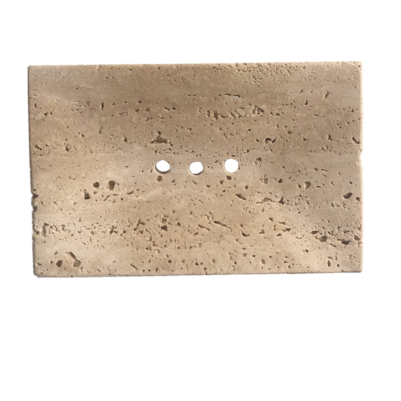 Jabonera de mármol Real Natural y Suave, Soporte para Esponja Facial, Bandeja de Esponja de Maquillaje de baño con Agujero de Drenaje (travertino Beige)