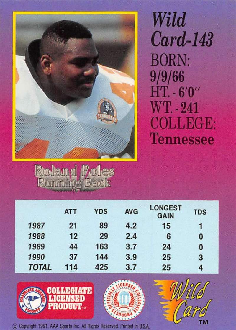 Amazon.com: 1991 Wild Card Draft Football #143 Roland Poles