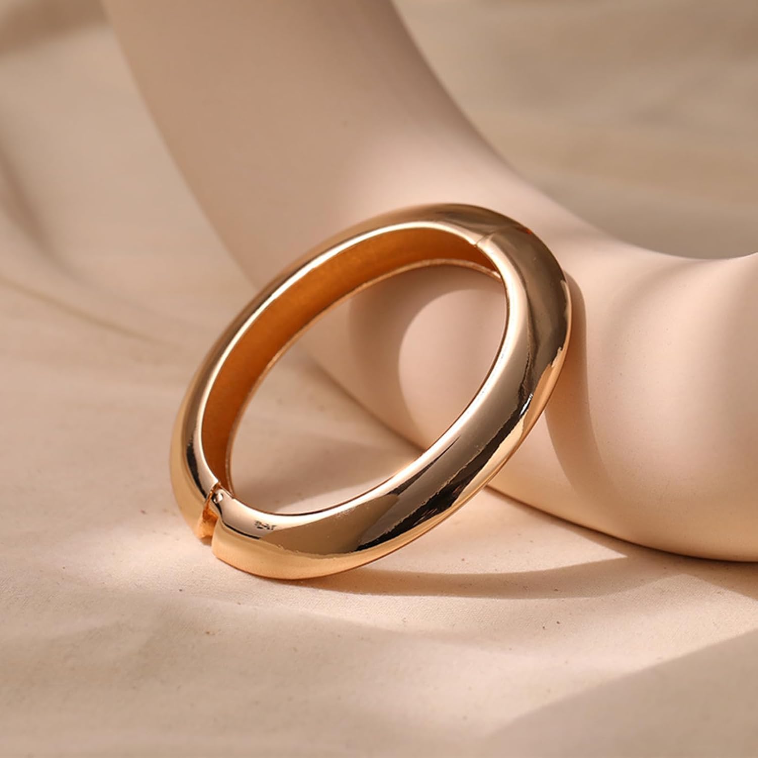 YBMYCM Wide Cuff Chunky Gold-Plated Bracelets for Women Open Cuff Bangles Adjustable Wrist Cuff Bracelets for Women - Image 4