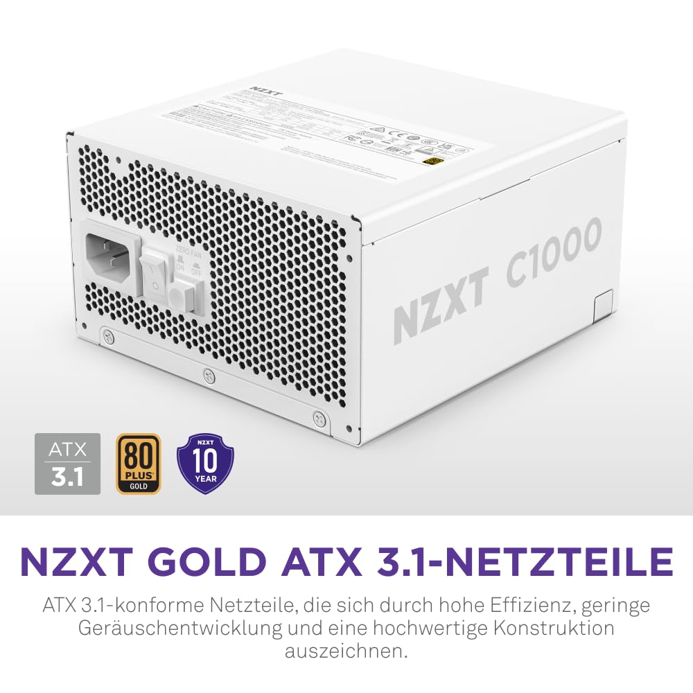 NZXT C1000 Gold ATX 3.1 - Vollständig modulares, geräuscharmes PC