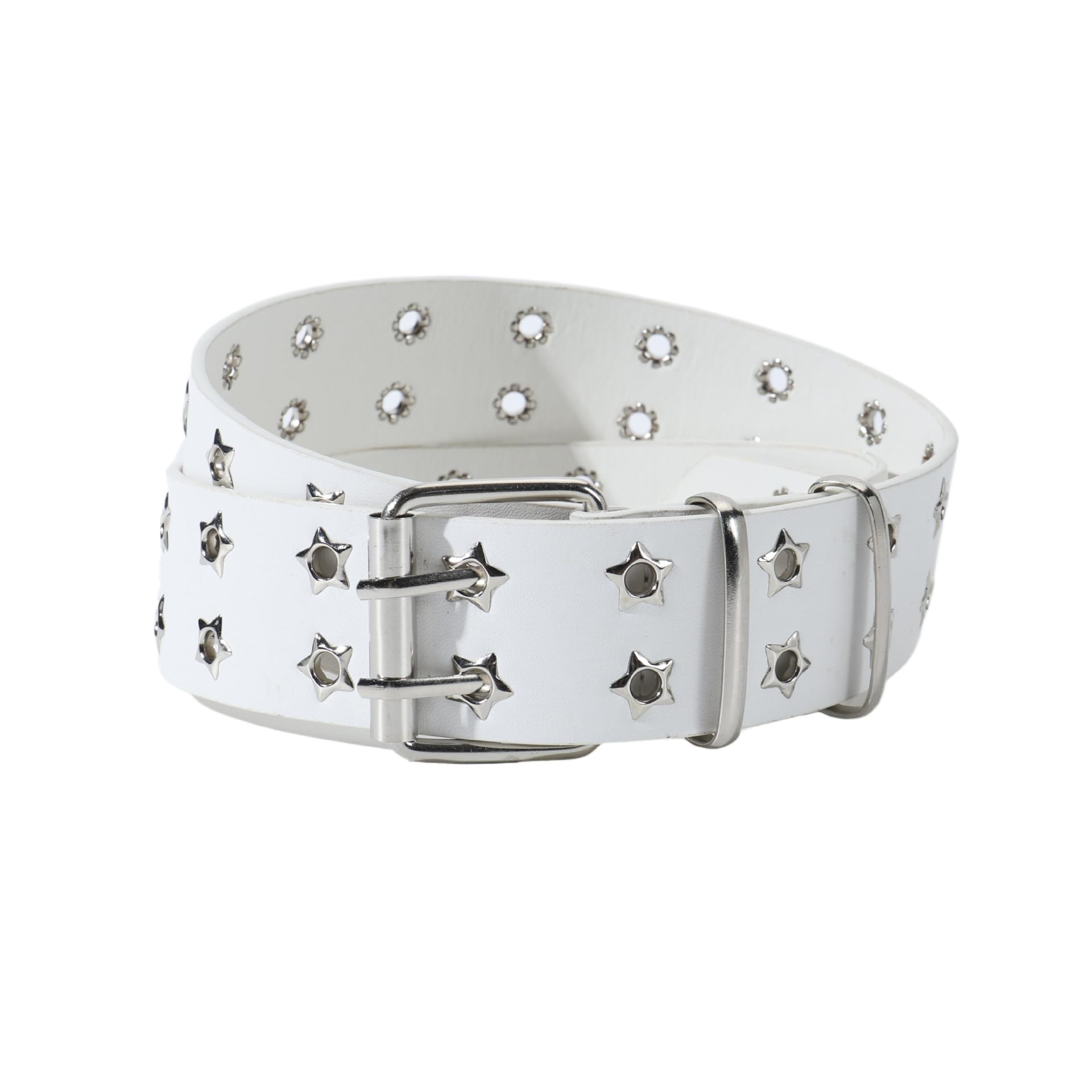 Star Multi-Hole Wide Leather Belt for Women with Design Pattern-image-34