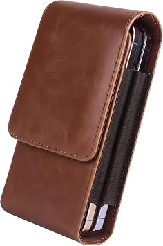 Life2 Smartphone Pouch, Belt Case, Holster Type, Belt Loop, Vertical, Holds 2 Cars, Mobile Phone Case, Smartphone Holder, Compatible with iPhone and Android Brown