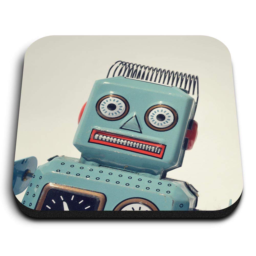 Destination Vinyl Ltd Multicolor 1 X Square Mdf Fridge Magnet - Robot Retro Toy 3704