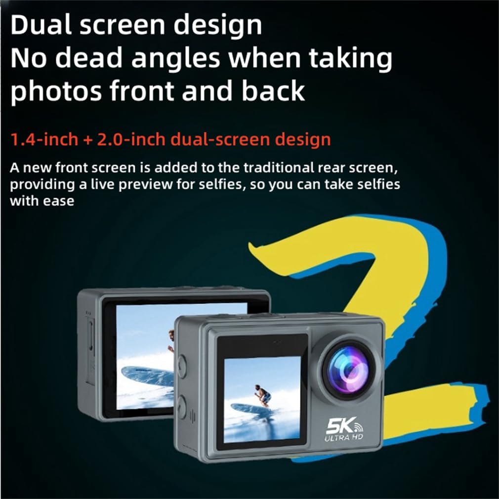 WACLA M40R Action Camera showing its dual screen design