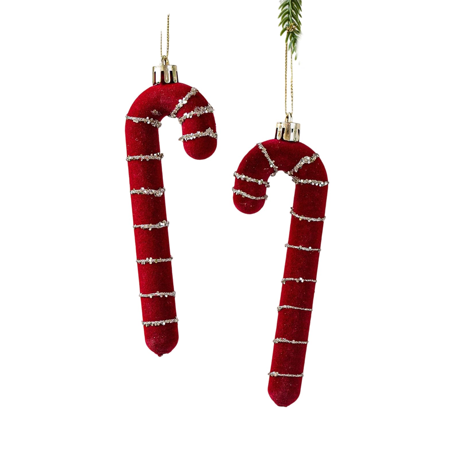 Tsophreniq Christmas Tree Velvets Bells Bowknot Canes Ornament Shatterproof Decoration for Indoor Use Home Accent Christmas Bells Bowknot Ornament