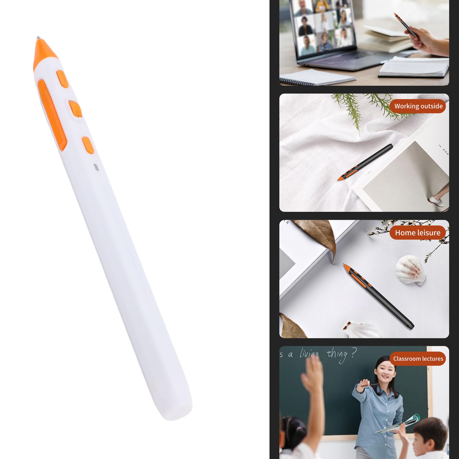 Mouse e Penna per Presentazioni 2 in 1, Doppia modalità Wireless con Ricevitore 2.4G, 800 1200 1600 DPI, Portata 10 M, Compatibile con Mac IOS Android, per Laptop PC Tablet (WHITE)