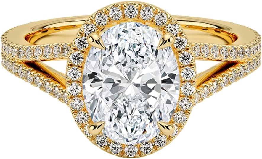 1-5 CT Oval Moissanite Engagement Ring10K 14K 18K Solid Gold, 925 Sterling Silver Split Shank Moissanite Ring Christmas Gift For Women