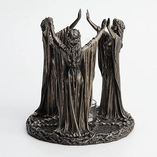 Miniatura 6 de Veronese Design Vela ritual de 6 34 pulgadas de alto, triple luna, diosa doncella, candelita, escultura de resina bronceada fundida en frío, figura