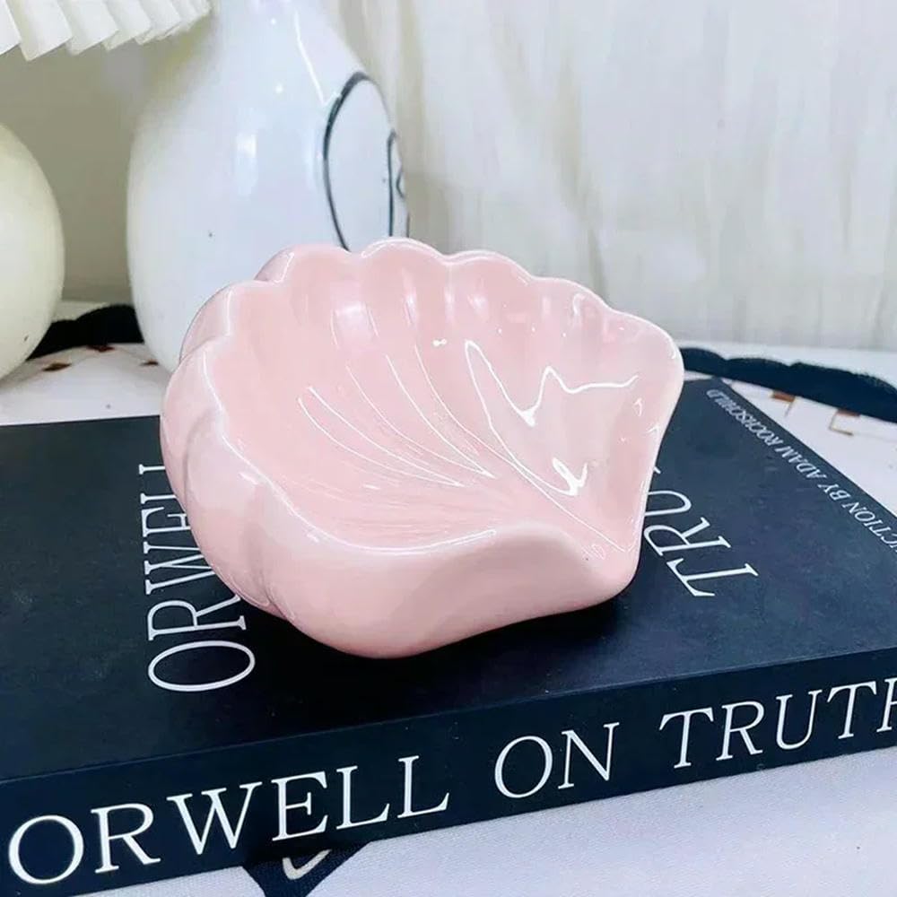 Fenhaodian Creative Shell Ceramic Soap Dish Portable Soap Box Home Bathroom Accessories Desk Organizer Drain Rack Dishes Drainer