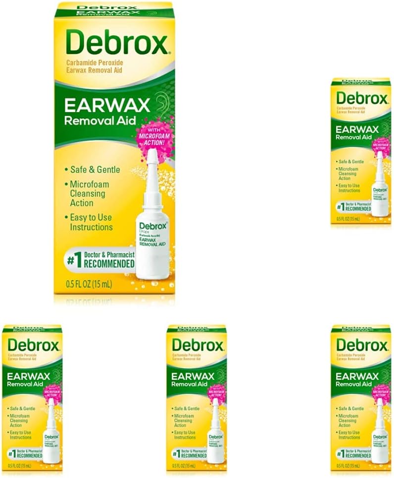 Debrox Earwax Removal Drops with Gentle Microfoam Cleansing Action, 0.5 fl oz (Pack of 5)