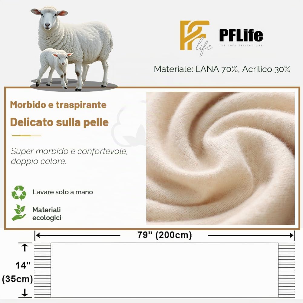 Sciarpa Lana Donna 200×70 cm Effetto Cachemire Calda Morbida Oversize Reversibile Con Frange Scatola Regalo