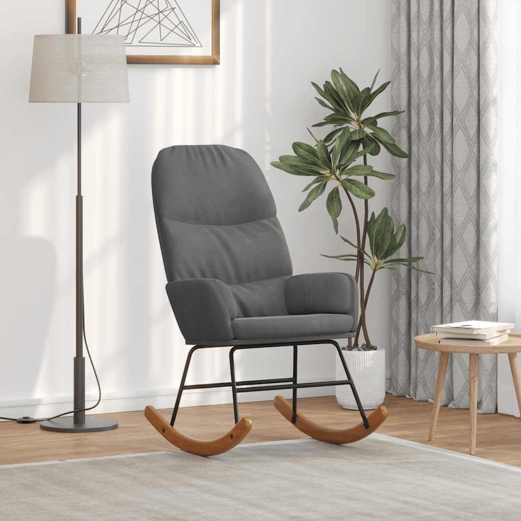 Sillón mecedora de terciopelo gris oscuro para sala de estar