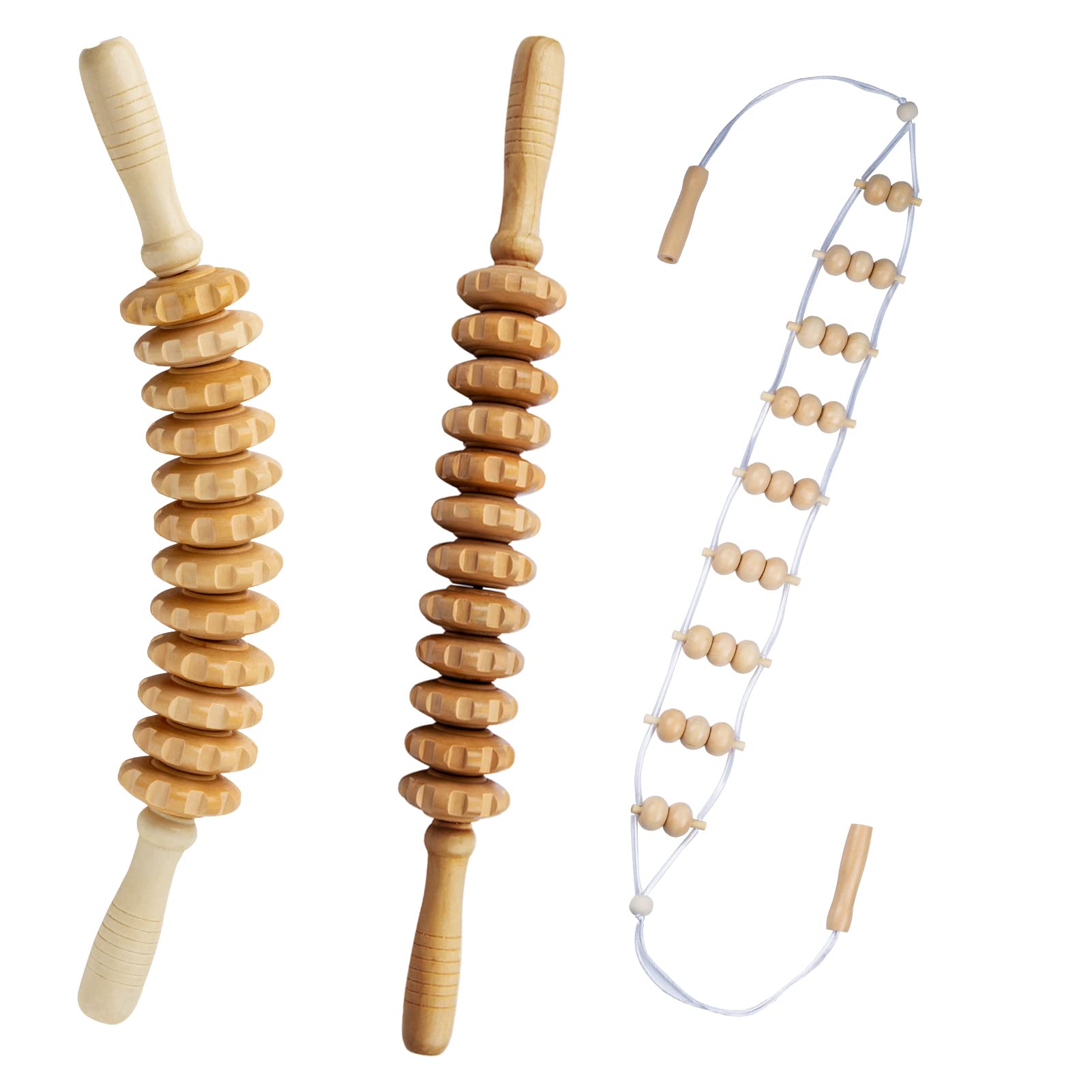 Buy Mikako 3 in 1 Wood Therapy Massage Roller Tool kit, Lymphatic