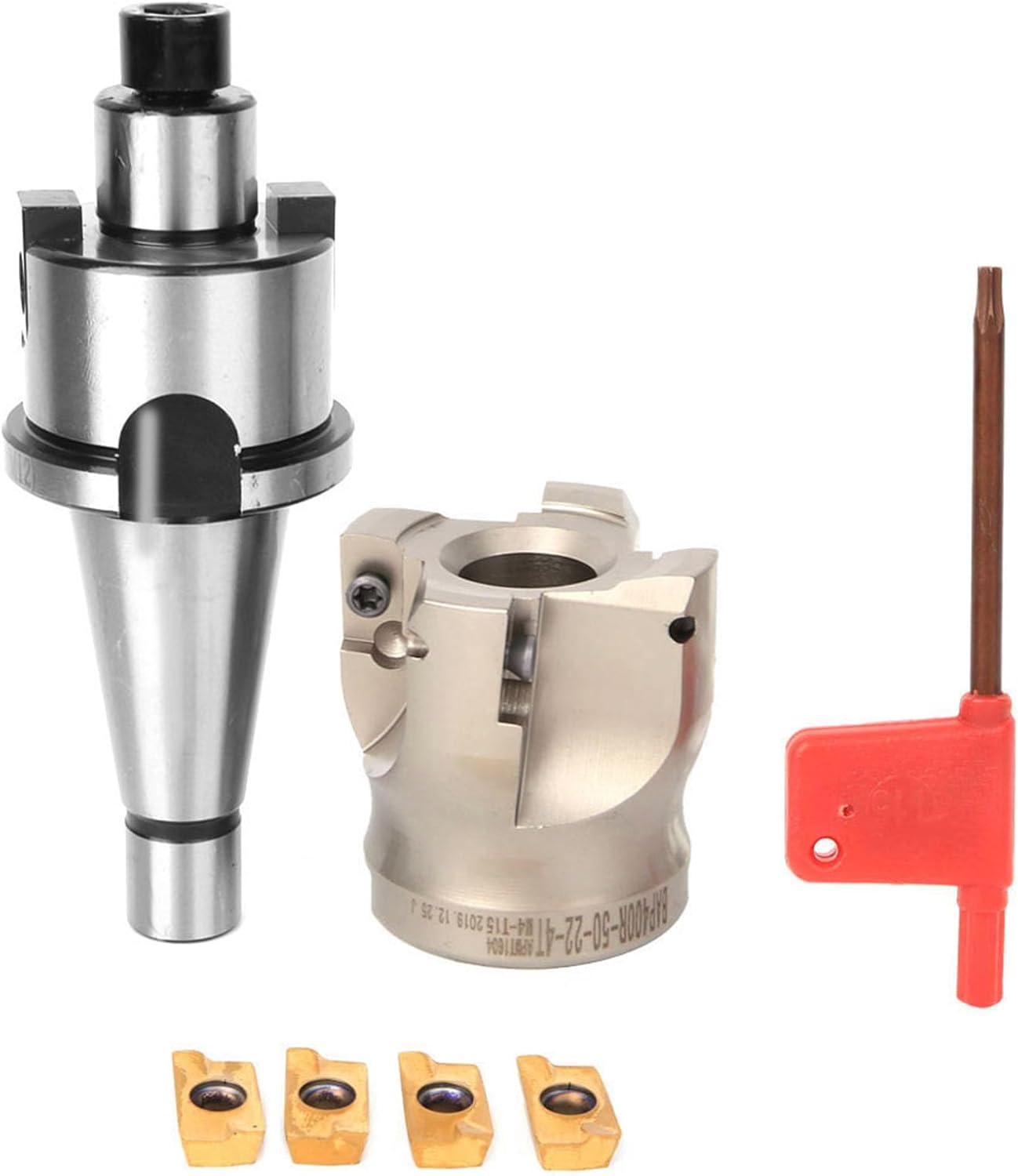 MT2 FMB27 Collet Chuck Holder, BAP400R-50-22-4T Face Mill Cutter, 1604APMT Milling Inserts, CNC Milling Cutter Holder, Precision Tooling (NT30-FMB22+50 Knife disc+APMT1604APMT Knife 4)
