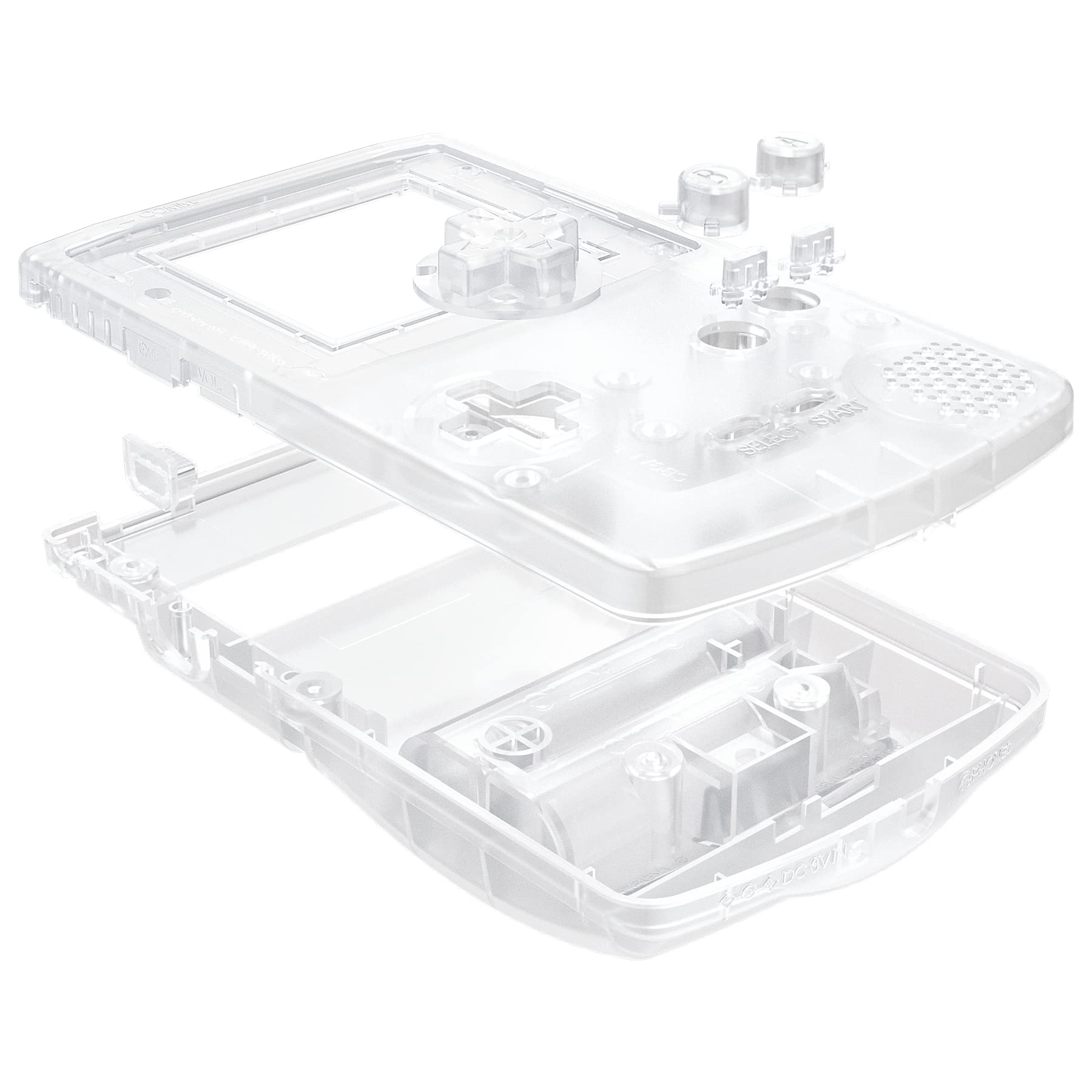 eXtremeRate Cover Tasti Custodia Scocca Pulsanti Shell Ricambio per Gameboy Color Console,per GBC OSD IPS&Regular IPS&Standard LCD,NON Include Console&Schermo-Trasparente