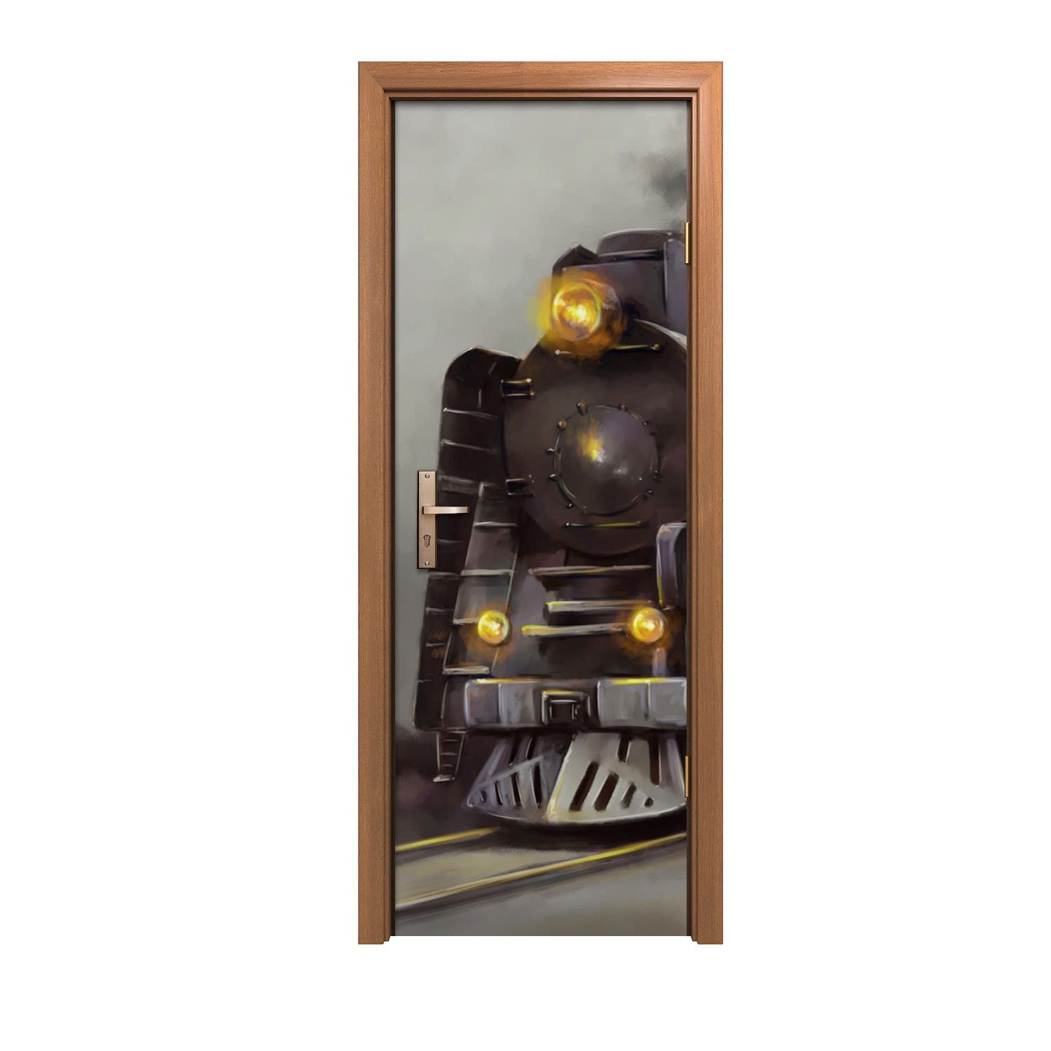 Autocollant de porte 70x200cm masquez une porte abîmée avec un décor moderne