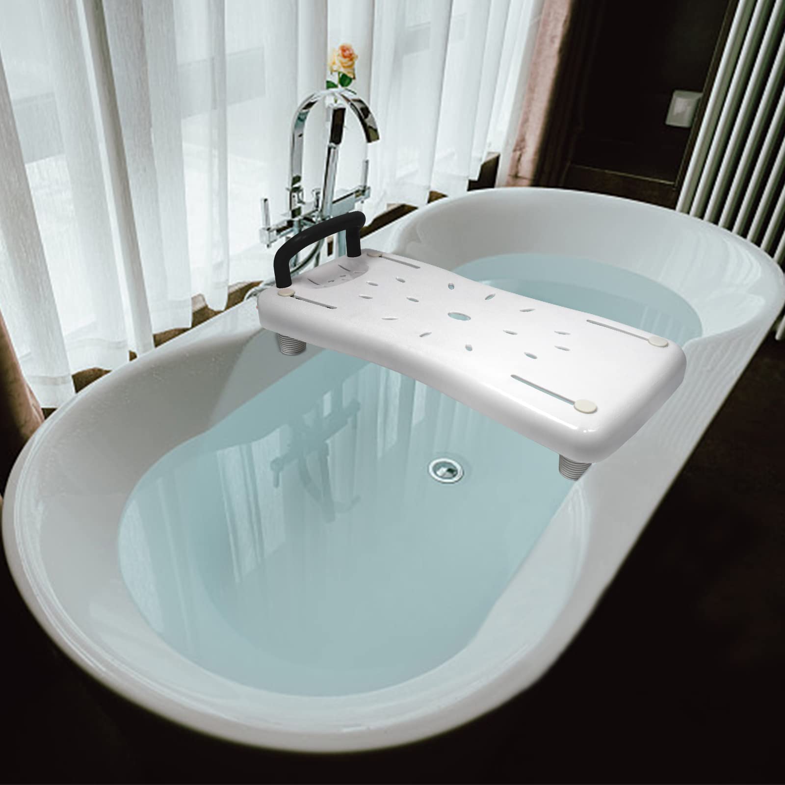 YRHome Planche de Bain pour Personnes Âgées et à Mobilité Réduite, Banc de Baignoire Adulte, Siège Baignoire Ergonomique, Poids Max 150kg, Siège Baignoire Avec Poignée Noire - 70 x 30 x 5 cm