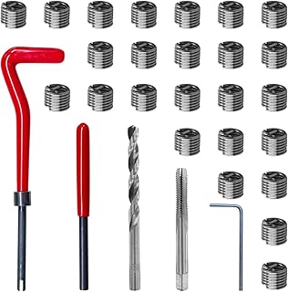 30PCS M6 x 1.0mm Thread Repair Insert Kit, Stainless Steel Helicoil Inserts Set, Compatible Hand Tool Set, M6 Thread Metric Helicoil Repair Kit Assortment for Car Repairing