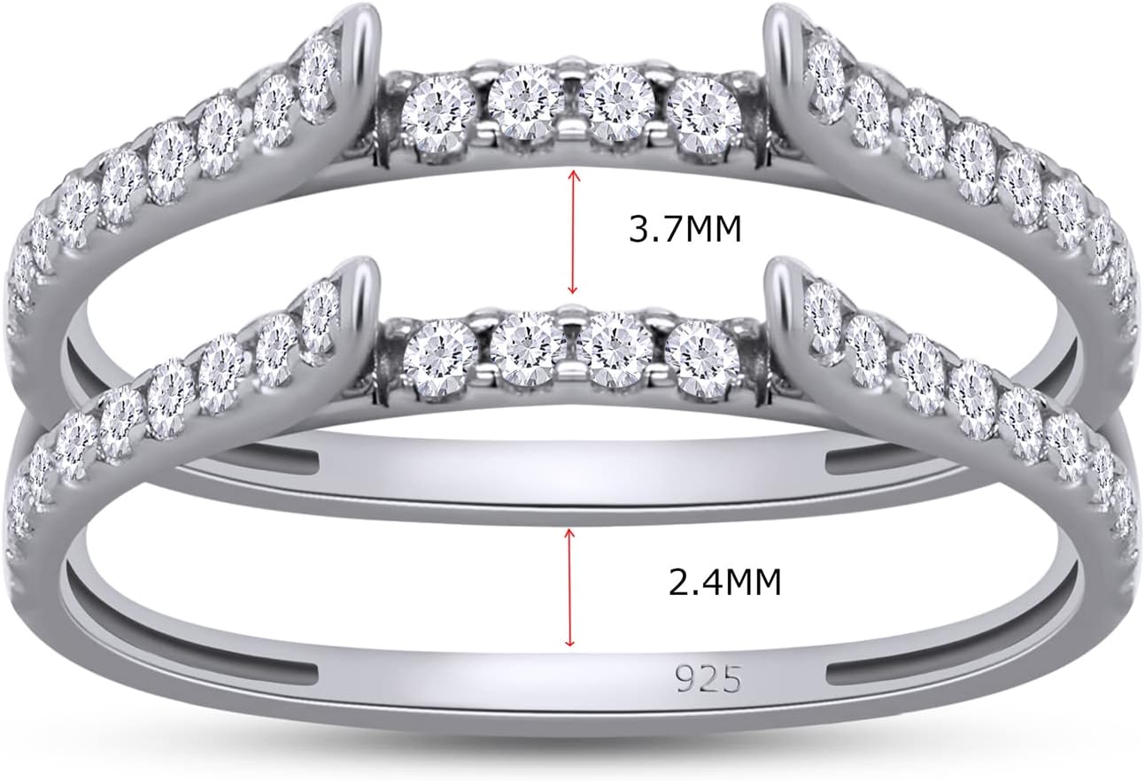 Cathedral Enhancer Guard Ring for Women Round Lab Created Moissanite or Lab Grown Diamond Wedding Stackable Band in 14K Gold Plated 925 Sterling Silver Jewelry Gift for Her - Image 3