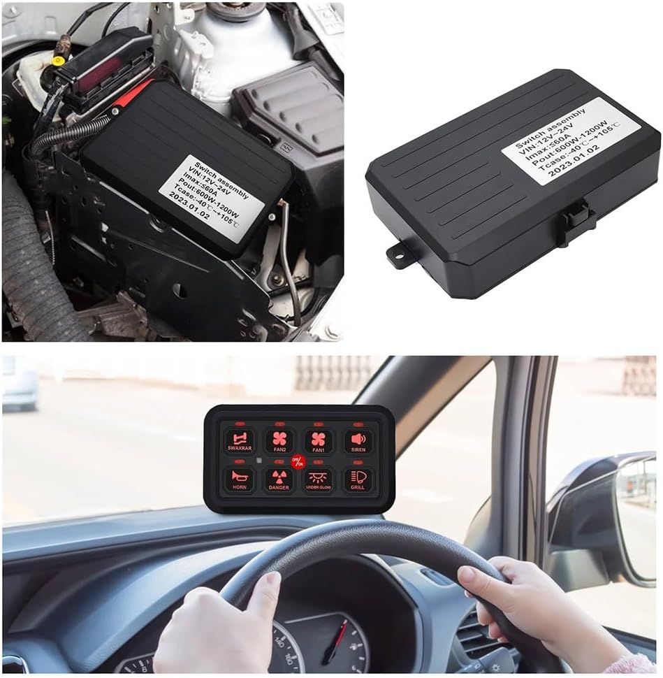 8 Gang RGB Switch Panel, 5 Brightness Levels Multifunction Toggle Switch Button, Auxiliary Circuit Control Box Electronic Relay, for Truck RV ATV UTV Boat