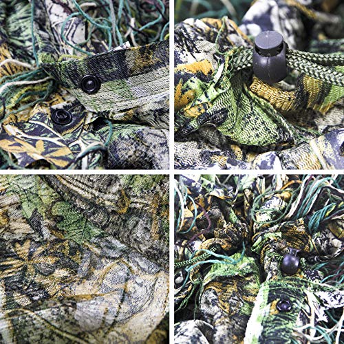 GUGULUZA Ghillie Suit for Men 3D Leaf Camouflage Hunting Clothes for Men with Jacket, Pants, Rifle Wrap Cover -Camo Hunting Clothing