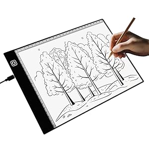 A4 LED Light Box for Tracing and Drawing - Ultra Thin Adjustable Light Table, USB Trace Light UP Pad Screen, Small Copy Board Tracer for Kids Artists, Sketching, Stenciling, and Art Crafting.
