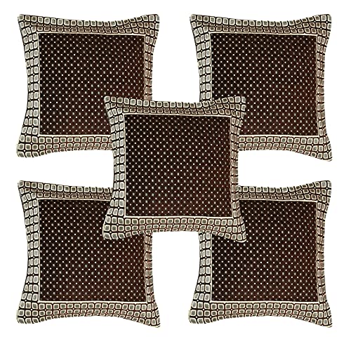 Image of Chenille Cushion Cover for Sofa & Living Room | Soft Decorative Throw Pillow Cover | 40x40 cm Pillow Case for Home, Bedroom & Office Decor (Coffee-1)
