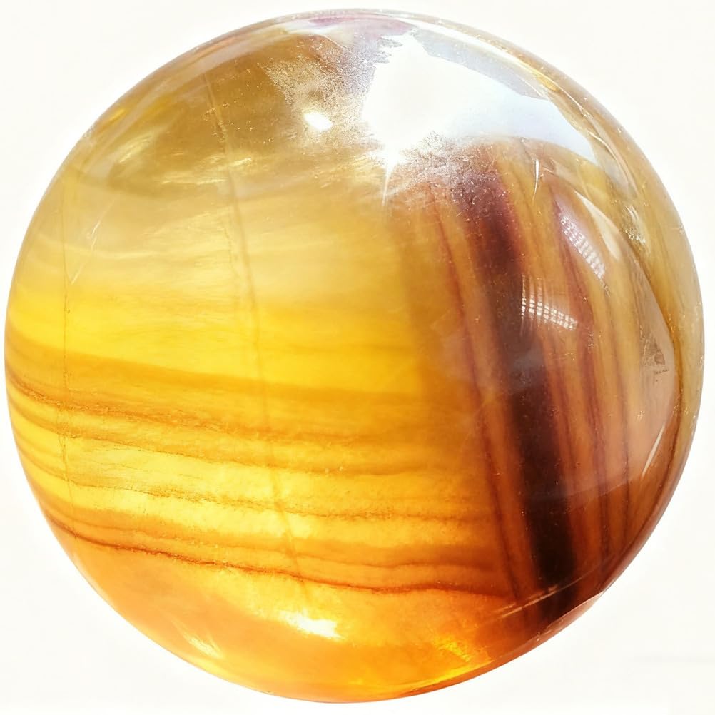 QWZTAEOZA 50mm Yellow Citrine, Fluorite Sphere Polished Crystal, Quartz Ball Feng Shui Home Decoration Stone Jewelry Making Collector Gemstone