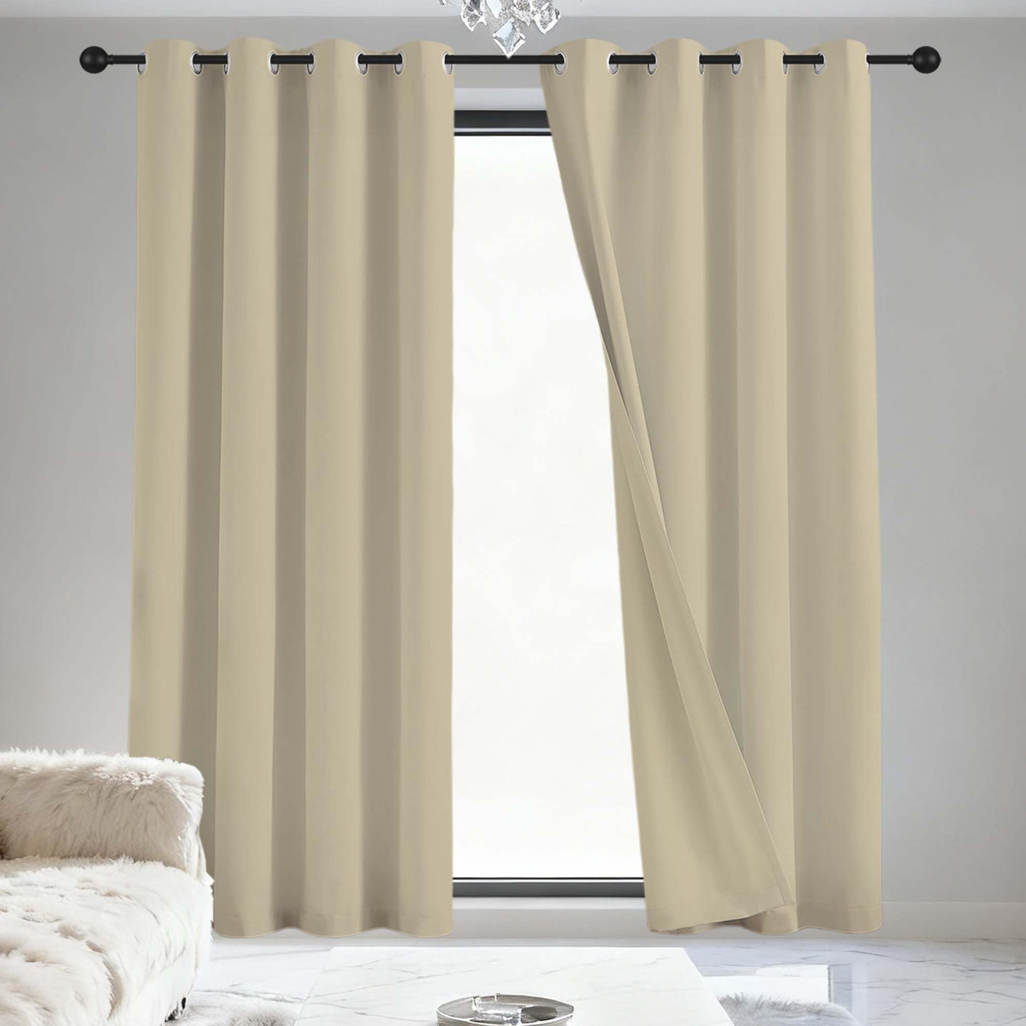 Rideau occultant 1 pièces 228 x 170 cm isolant thermique crème pour maison