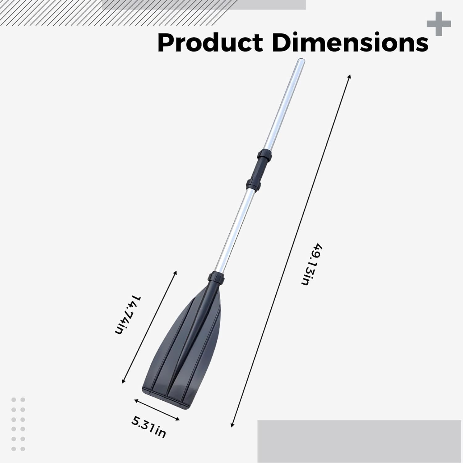 Aluminum Alloy Kayak Paddle 49.2In/125Cm, Cutter 14.8X5.3In/37.5X13.5Cm, Portable Oar for Inflatable Boats, Canoes, Fishing and Rafts