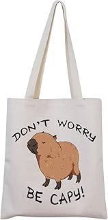Capybaras Tote Bag Animals Theme Gift Funny Don’t Worry Be Capy Shoulder Bag Animal Parody Gift Capybaras Animal Lover Gift(C.Capy Tote)