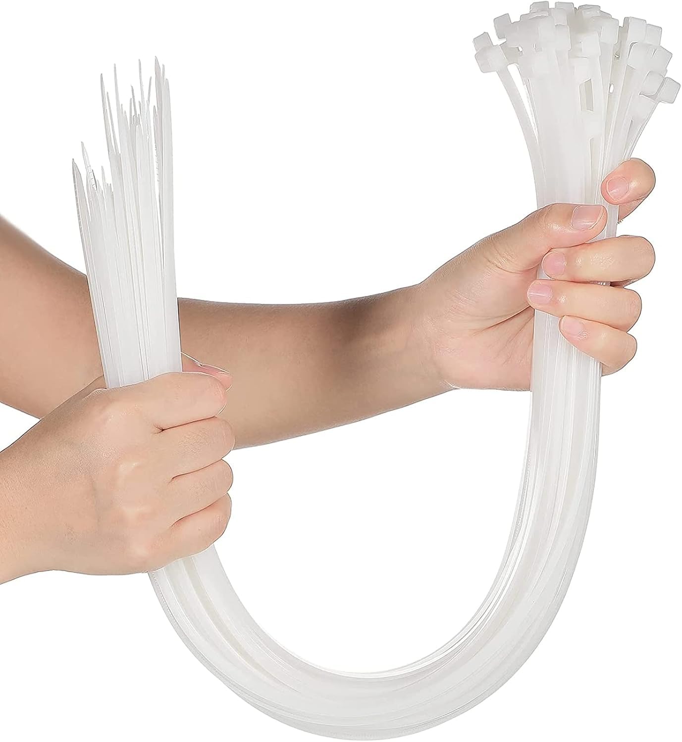 HI Plasst 400mm (16 inch) Nylon Cable Ties - 300 PCS Heavy Duty Zip Ties, Self-Locking Wire Fasteners with Teeth Grip for Wire Management, Bundling, Organizing (Black, 4.8mm)