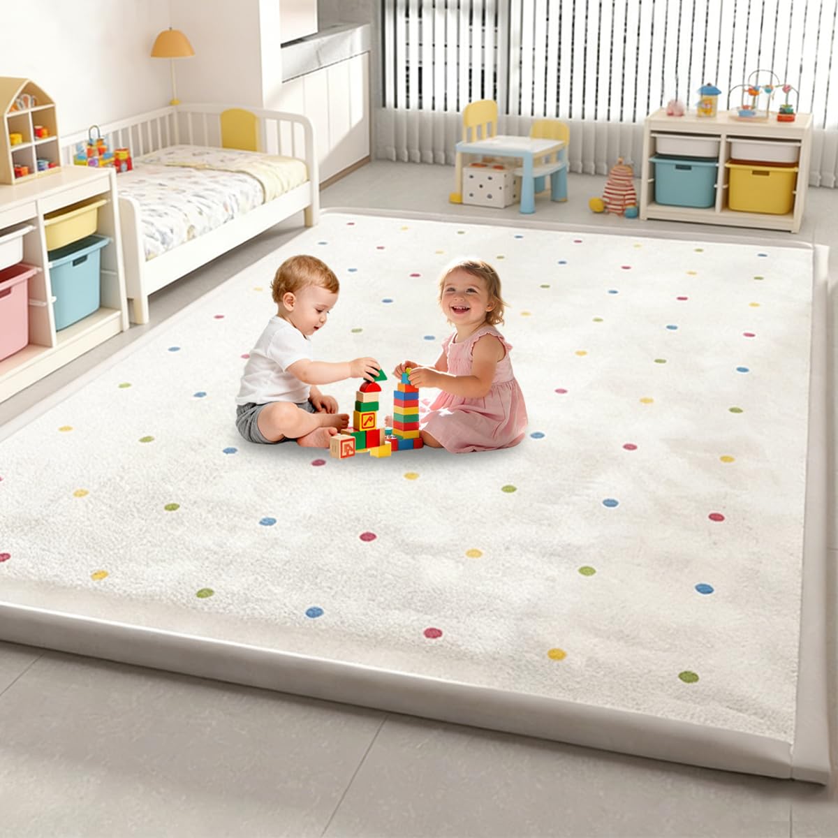 Alfombra Bebe, Tapete Actividades, Colchoneta para Niños 2.5 CM Grosor, Tapete Infantil Antideslizante, Alfombra de Habitacion Bebe Infantil Niña Niño de Juego Motivo 180 x 220 cm