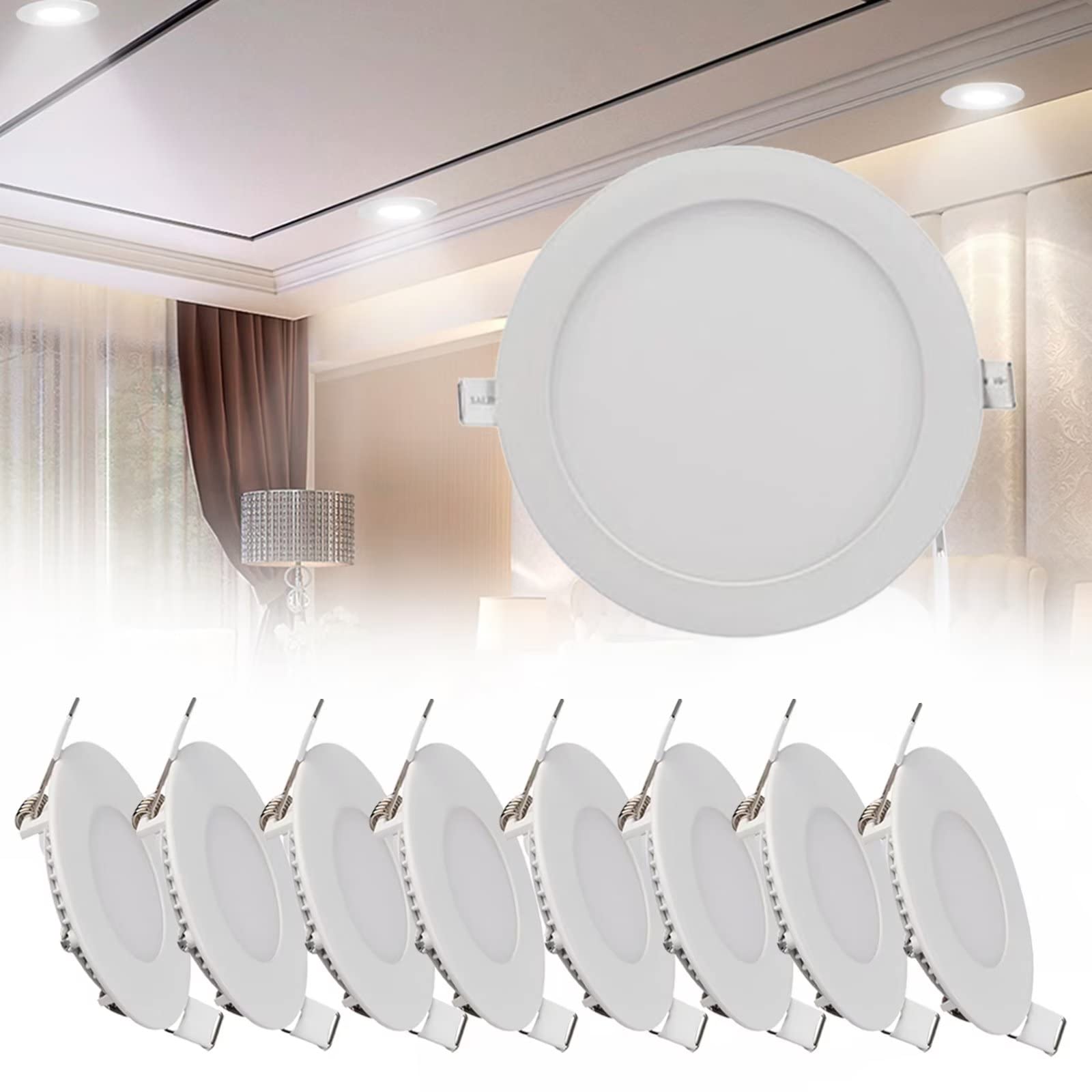 JIONET 12W 6 Inch LED Recessed Ceiling Lights, 720LM Ultra Slim Downlights, 6500K Cold Light Light White Spotlights for Kitchen Ceiling