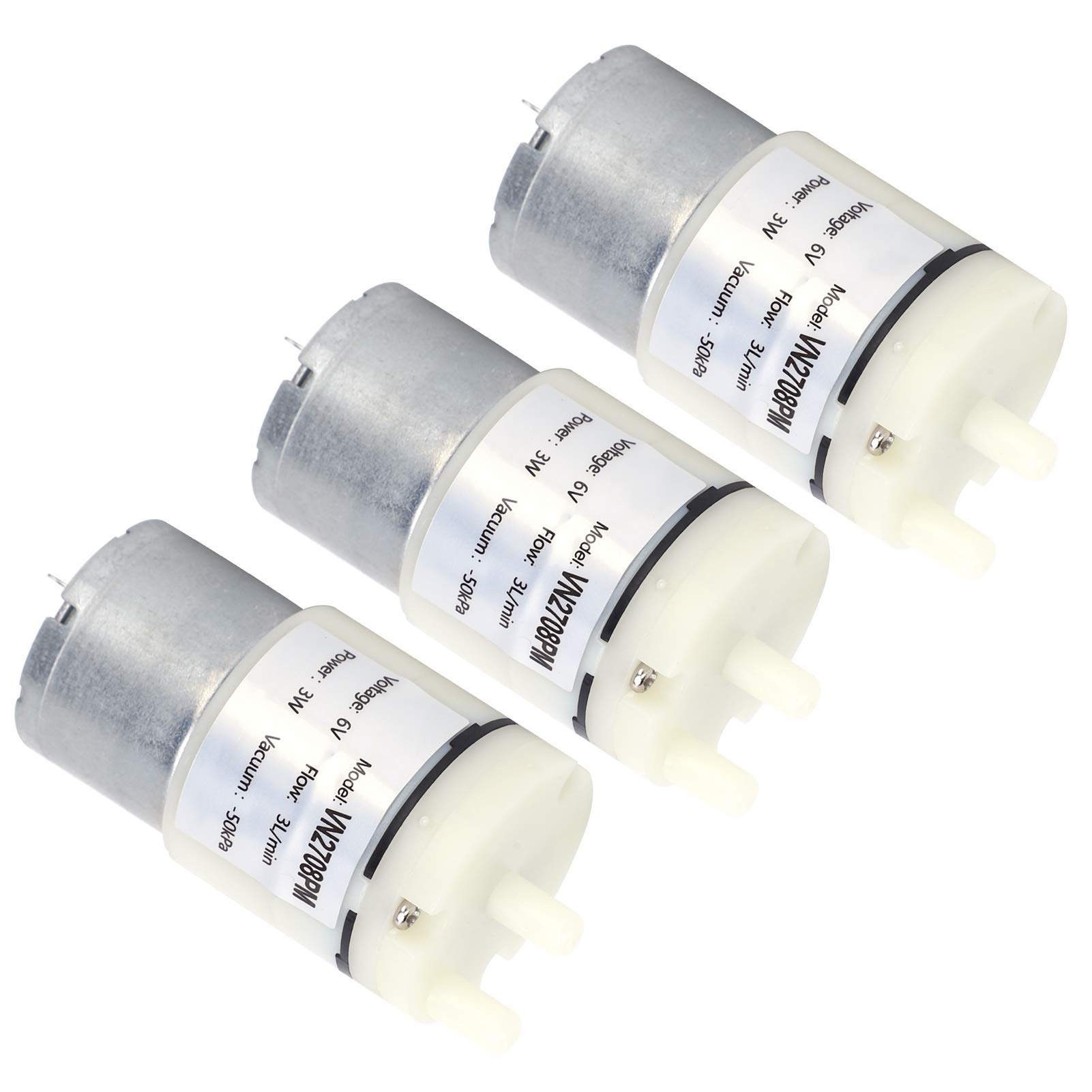Lot de 3 mini pompes à air 6V CC, micro-pompe à eau pour aquariums, moteur à vide ultra-silencieux 3L/min 3W, petite pompe à oxygène pour bassins, plantes et animaux de compagnie.