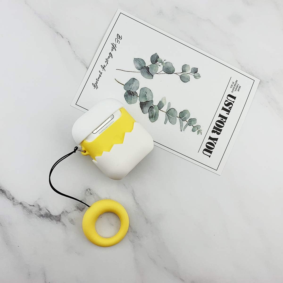 MOLOVA Case for Airpods 1&2 Case,Silicone 3D Cute Funny Animal Food Cool Cartoon Character Skin Kawaii Airpods Fashion Chic Cover Shock Proof with Ring Rope Keychain for Kids Girls Teens (Lazy Egg)