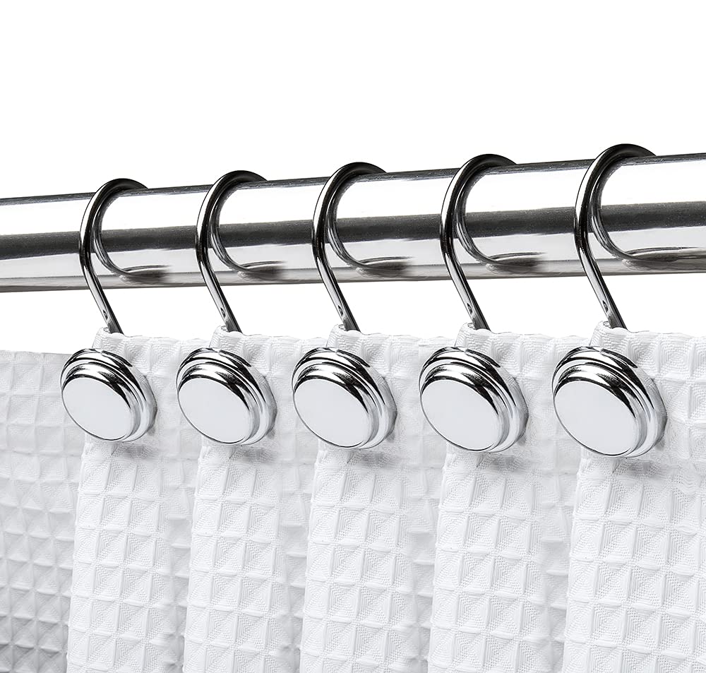 Utopia Alley Shower Rings Hooks, Shower Curtain Rings Hooks for Bathroom, Rust Resistant Shower Curtain Hooks Rings, Set of 12 (Chrome)