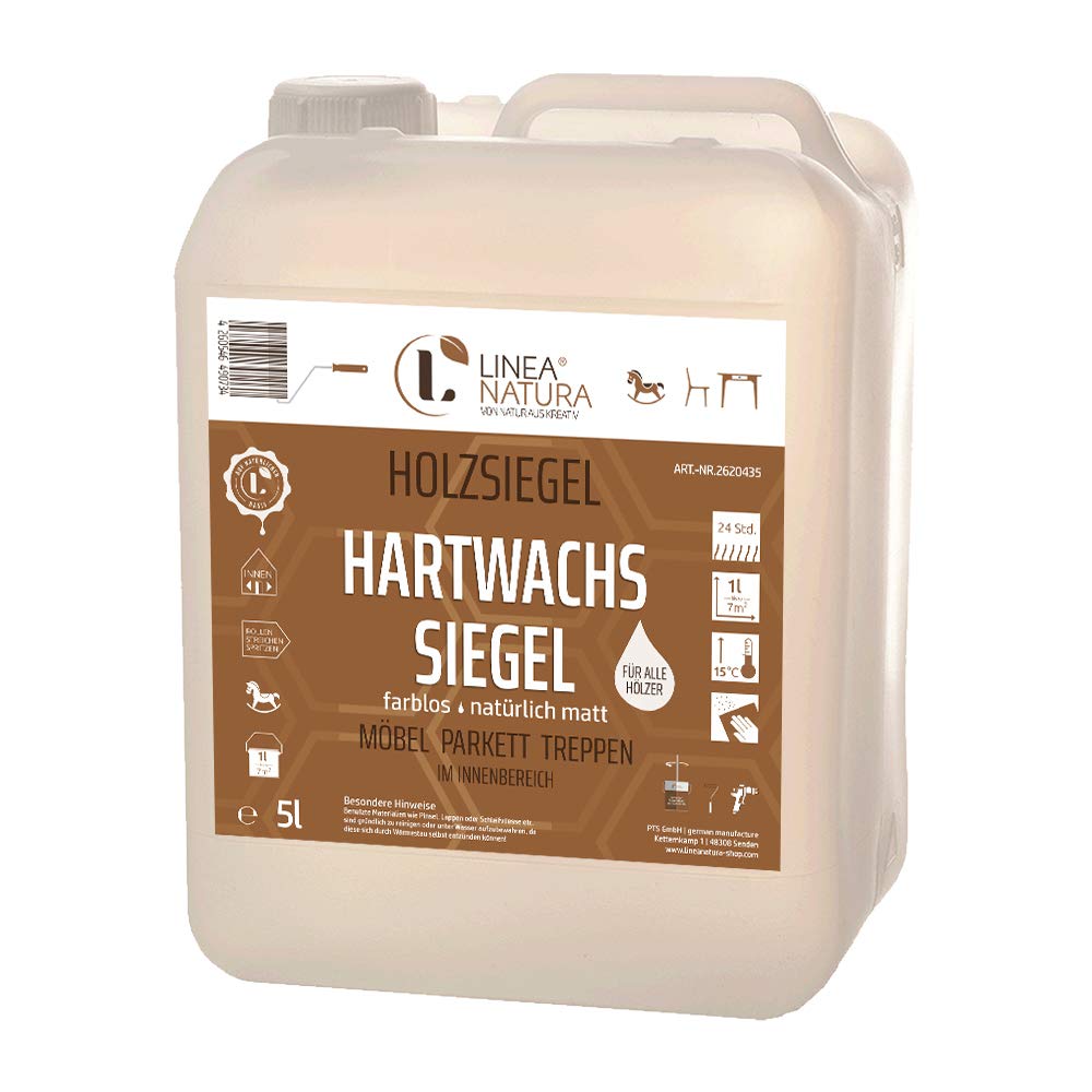 LINEA NATURA® Sello de cera dura para muebles, parqué, escaleras, incoloro mate (5 L)