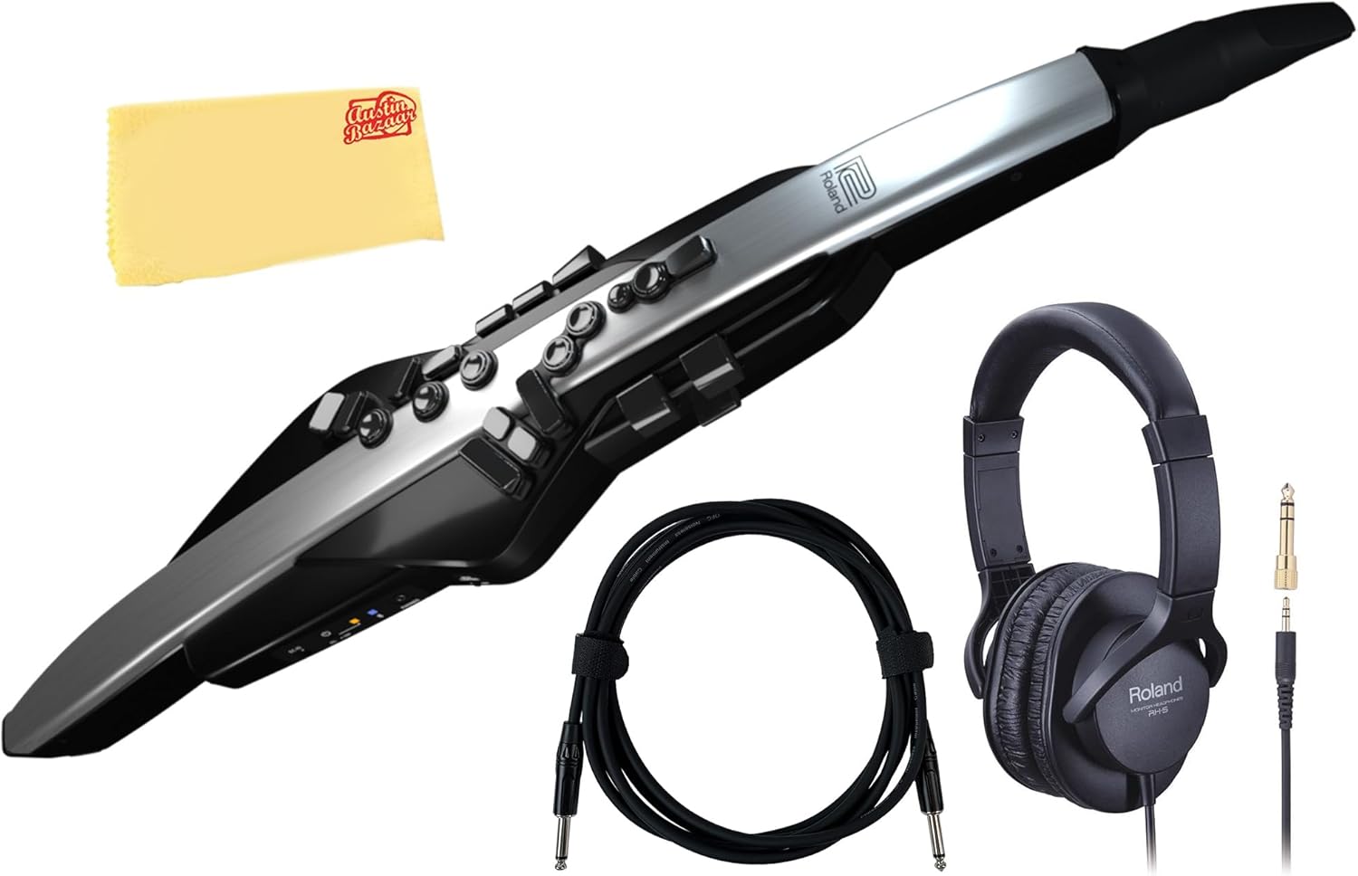 Roland AE-30 Aerophone Pro Digital Saxophone Bundle with Headphones, Instrument Cable, and Austin Bazaar Polishing Cloth