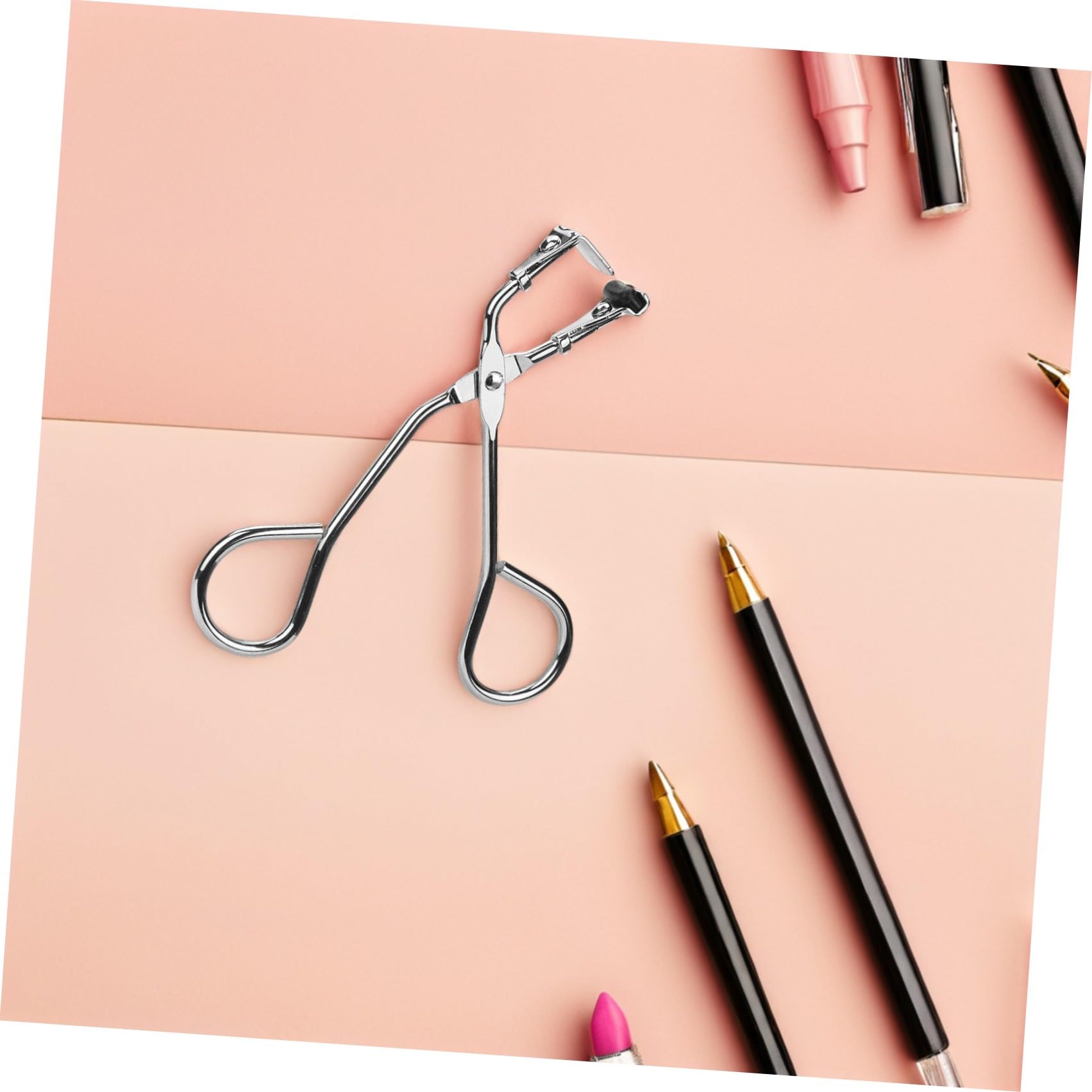 Healvian Rizador De Pestañas Práctico Pinza Para Rizar Pestañas De Mano Herramienta De Maquillaje Resistente Para Mujeres Material De Acero Inoxidable Color Plateado