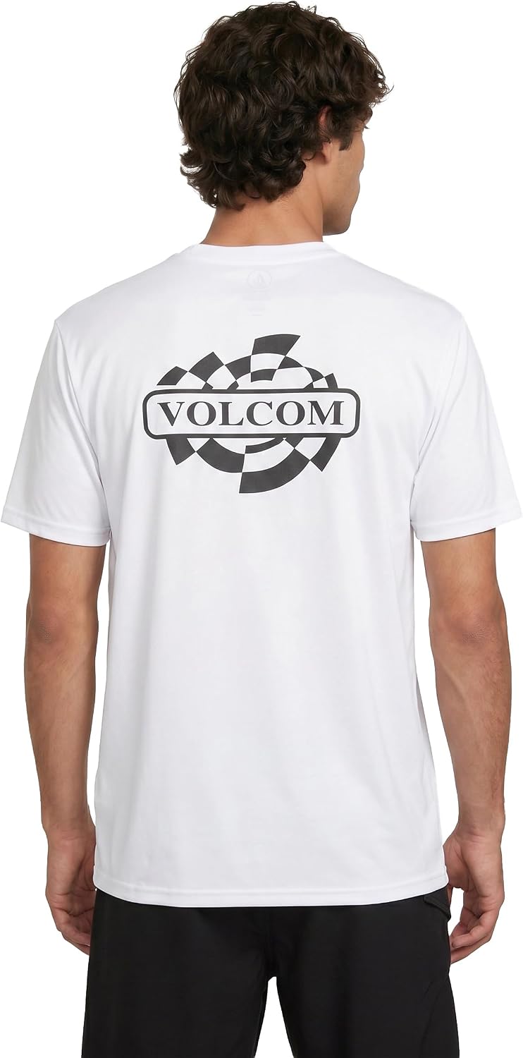 Volcom Men's Short Sleeve Rashguard- UPF 50+ Sun Protection, Quick-Dry Moisture Control, White, X-Large
