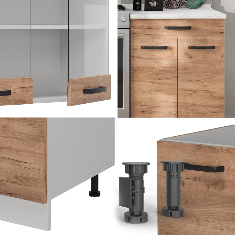 Vicco Küche R-Line, Goldkraft Eiche/Weiß, 200 cm ohne Arbeitsplatte, zur individuellen Erweiterung mit zusätzlichen Modulen geeignet